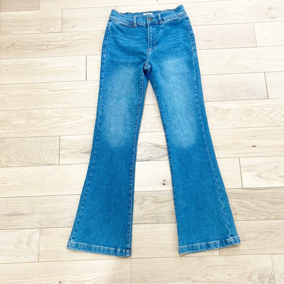 Kensie Blue Flare Wide Leg Jeans - Picture 1 of 6